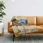 Gustav Klimt Style Blue and Gold Owl Throw Blanket Gallery Image 1