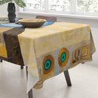 Gustav Klimt Style Blue and Gold Owl Tablecloth Gallery Image 3