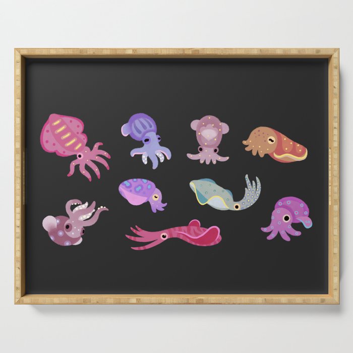 Squids - black Serving Tray Gallery Image 1