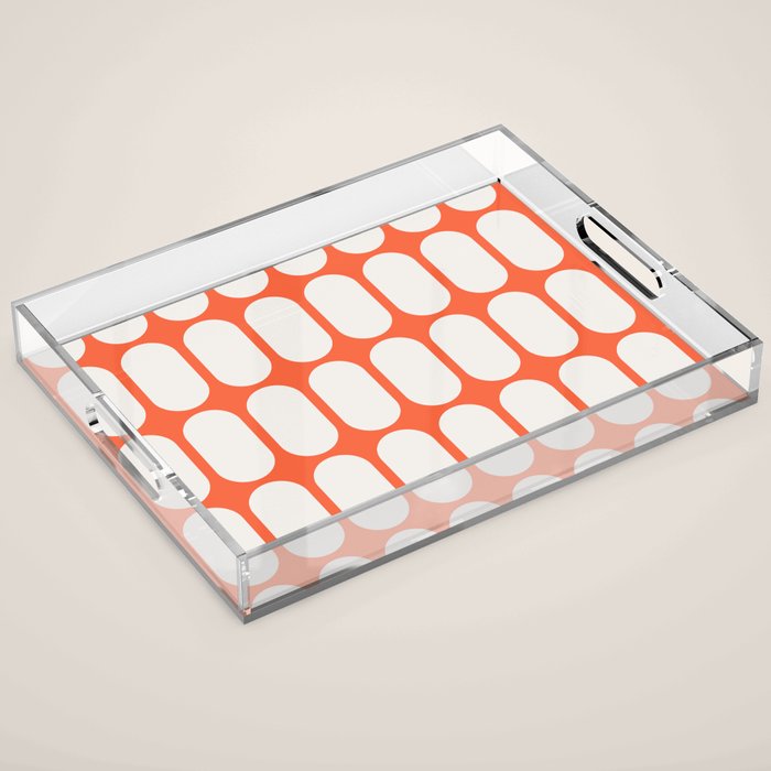 Midcentury Modern Retro Abstract Capsule Inspired Geometric Shapes in Minimalist Graphic Orange Acrylic Tray Gallery Image 1