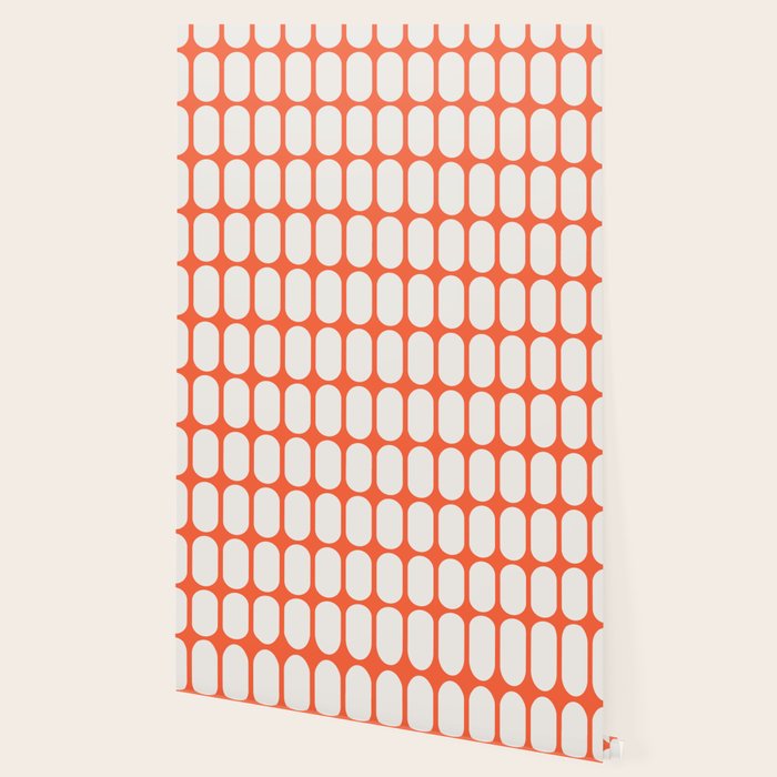 Midcentury Modern Retro Abstract Capsule Inspired Geometric Shapes in Minimalist Graphic Orange Wallpaper Gallery Image 2