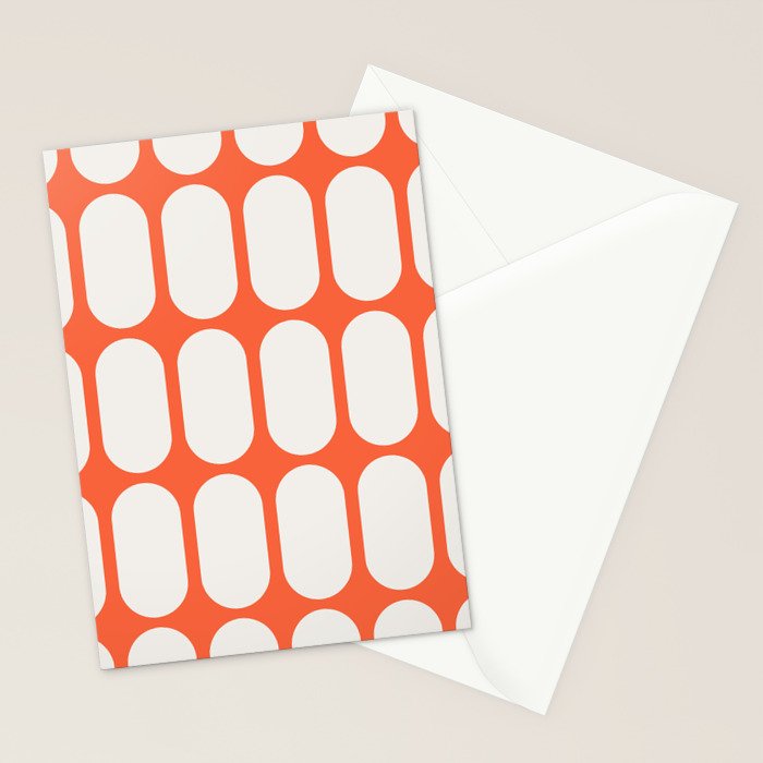 Midcentury Modern Retro Abstract Capsule Inspired Geometric Shapes in Minimalist Graphic Orange Stationery Card Gallery Image 2