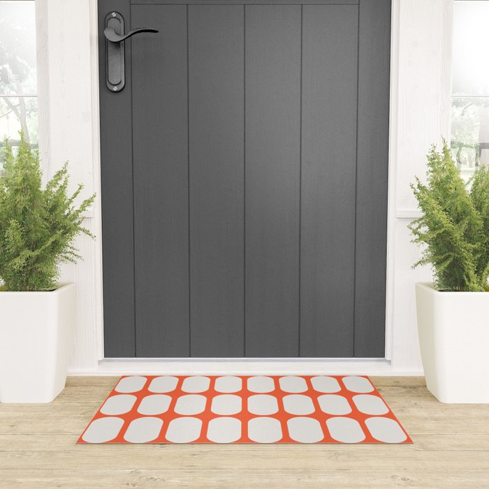 Midcentury Modern Retro Abstract Capsule Inspired Geometric Shapes in Minimalist Graphic Orange Welcome Mat Gallery Image 3