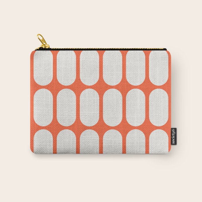 Midcentury Modern Retro Abstract Capsule Inspired Geometric Shapes in Minimalist Graphic Orange Carry All Pouch Gallery Image 1