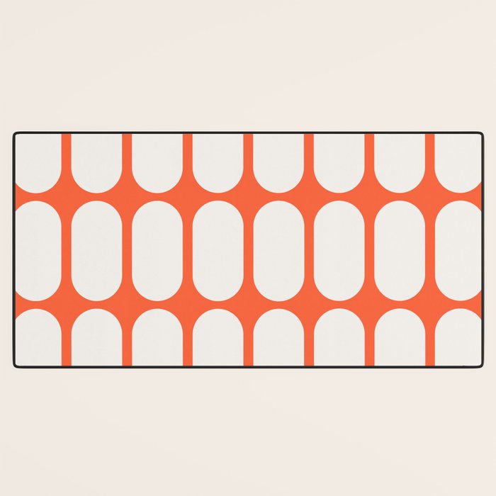 Midcentury Modern Retro Abstract Capsule Inspired Geometric Shapes in Minimalist Graphic Orange Desk Mat Gallery Image 3
