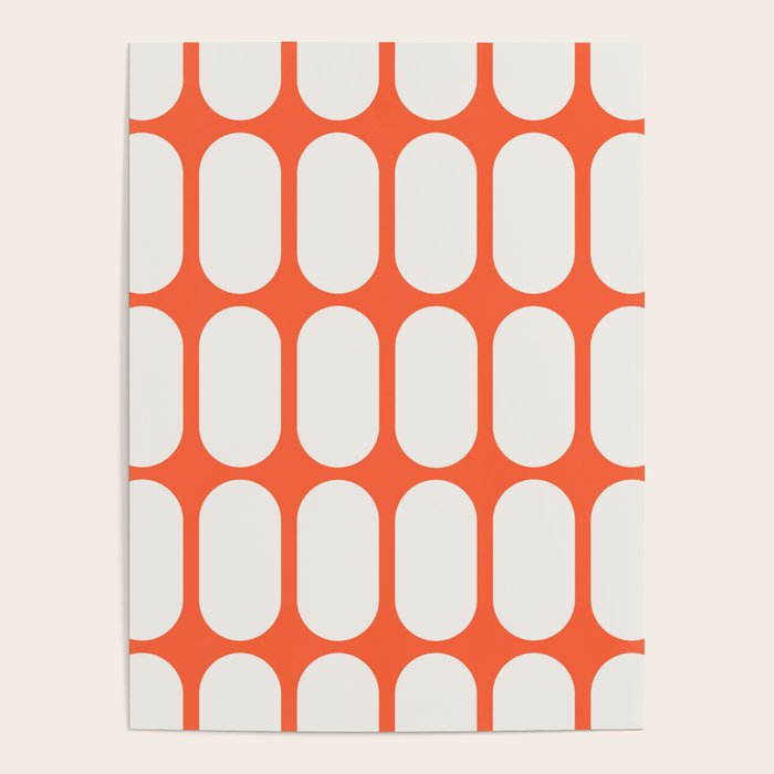 Midcentury Modern Retro Abstract Capsule Inspired Geometric Shapes in Minimalist Graphic Orange Poster Gallery Image 1