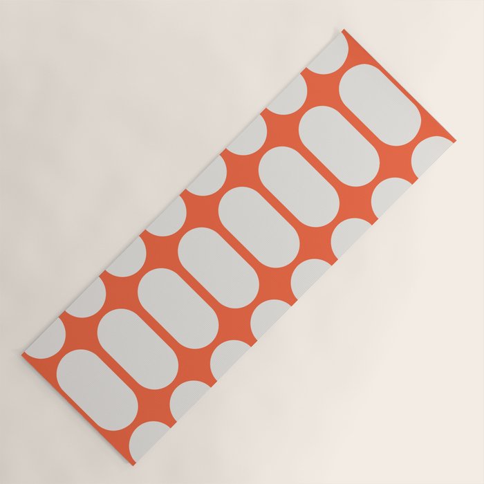 Midcentury Modern Retro Abstract Capsule Inspired Geometric Shapes in Minimalist Graphic Orange Yoga Mat Gallery Image 1