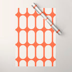 Midcentury Modern Retro Abstract Capsule Inspired Geometric Shapes in Minimalist Graphic Orange Wrapping Paper Gallery Image 1