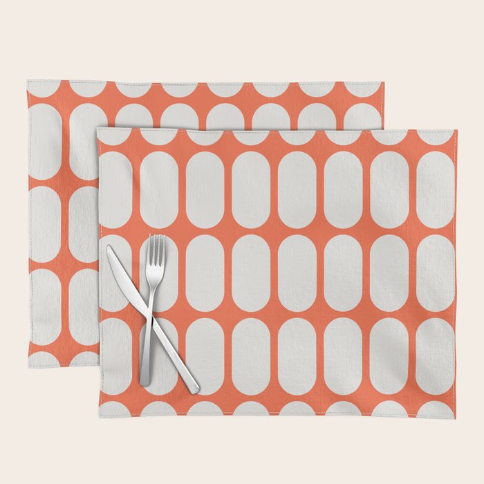 Midcentury Modern Retro Abstract Capsule Inspired Geometric Shapes in Minimalist Graphic Orange Placemat Gallery Image 1