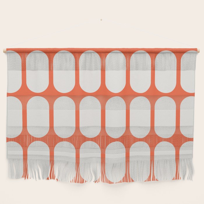 Midcentury Modern Retro Abstract Capsule Inspired Geometric Shapes in Minimalist Graphic Orange Wall Hanging Gallery Image 1