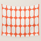 Midcentury Modern Retro Abstract Capsule Inspired Geometric Shapes in Minimalist Graphic Orange Wall Tapestry Gallery Image 4