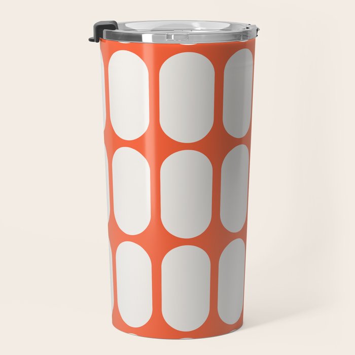 Midcentury Modern Retro Abstract Capsule Inspired Geometric Shapes in Minimalist Graphic Orange Travel Mug Gallery Image 3