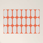Midcentury Modern Retro Abstract Capsule Inspired Geometric Shapes in Minimalist Graphic Orange Welcome Mat Gallery Image 1
