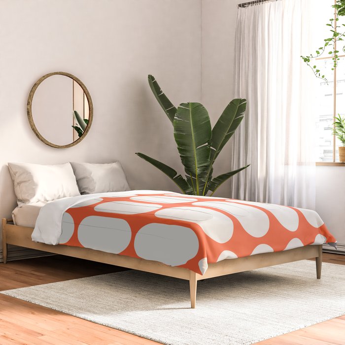 Midcentury Modern Retro Abstract Capsule Inspired Geometric Shapes in Minimalist Graphic Orange Comforter Gallery Image 2