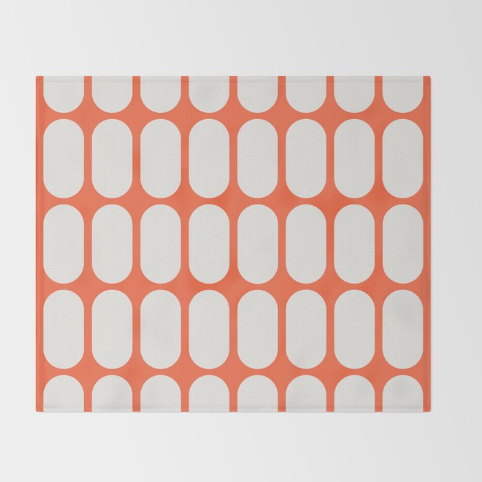 Midcentury Modern Retro Abstract Capsule Inspired Geometric Shapes in Minimalist Graphic Orange Throw Blanket Gallery Image 2