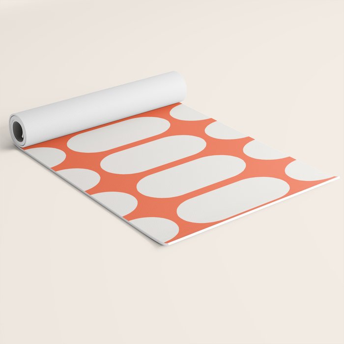 Midcentury Modern Retro Abstract Capsule Inspired Geometric Shapes in Minimalist Graphic Orange Yoga Mat Gallery Image 2