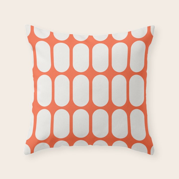 Midcentury Modern Retro Abstract Capsule Inspired Geometric Shapes in Minimalist Graphic Orange Throw Pillow Gallery Image 6