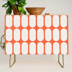 Midcentury Modern Retro Abstract Capsule Inspired Geometric Shapes in Minimalist Graphic Orange Credenza Gallery Image 1