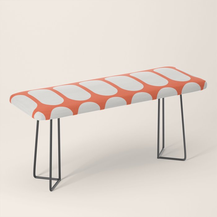 Midcentury Modern Retro Abstract Capsule Inspired Geometric Shapes in Minimalist Graphic Orange Bench Gallery Image 1