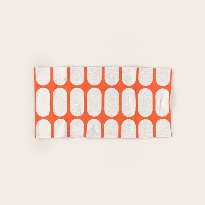 Midcentury Modern Retro Abstract Capsule Inspired Geometric Shapes in Minimalist Graphic Orange Bath Towel Gallery Image 1