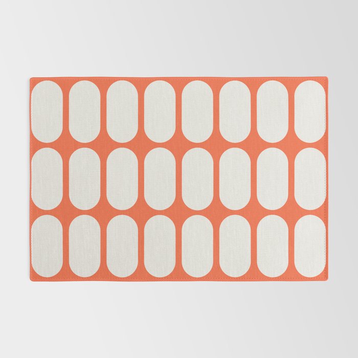 Midcentury Modern Retro Abstract Capsule Inspired Geometric Shapes in Minimalist Graphic Orange Rug Gallery Image 2