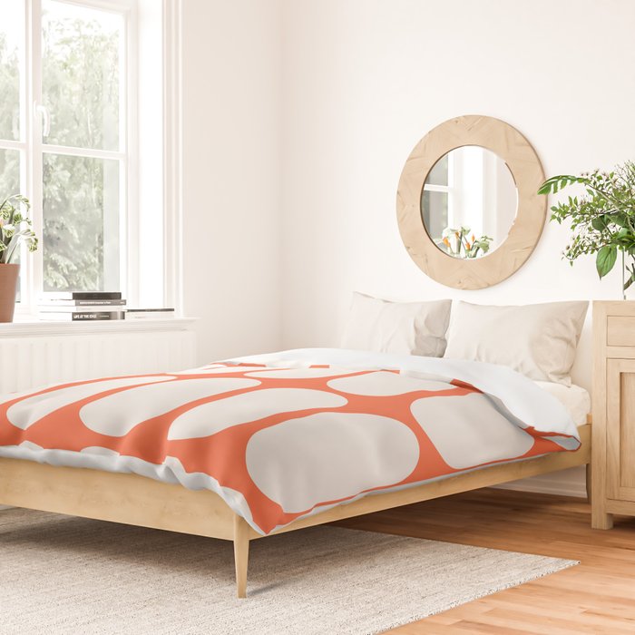 Midcentury Modern Retro Abstract Capsule Inspired Geometric Shapes in Minimalist Graphic Orange Duvet Cover Gallery Image 2