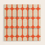 Midcentury Modern Retro Abstract Capsule Inspired Geometric Shapes in Minimalist Graphic Orange Wood Wall Art Gallery Image 1