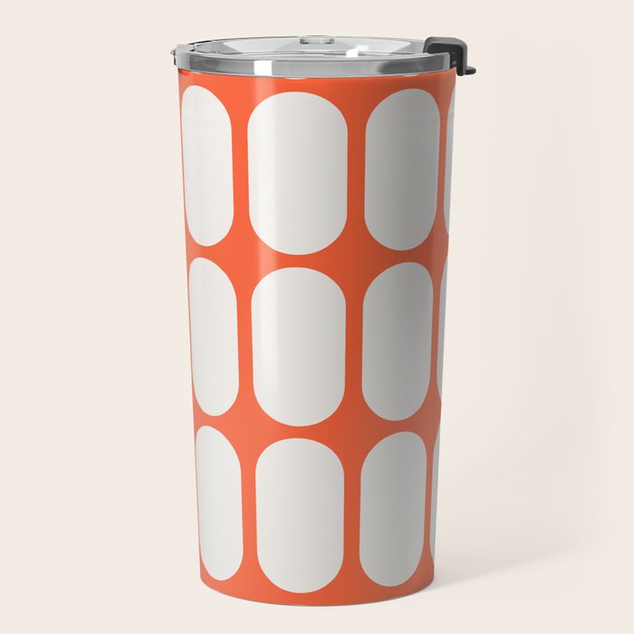 Midcentury Modern Retro Abstract Capsule Inspired Geometric Shapes in Minimalist Graphic Orange Travel Mug Gallery Image 2