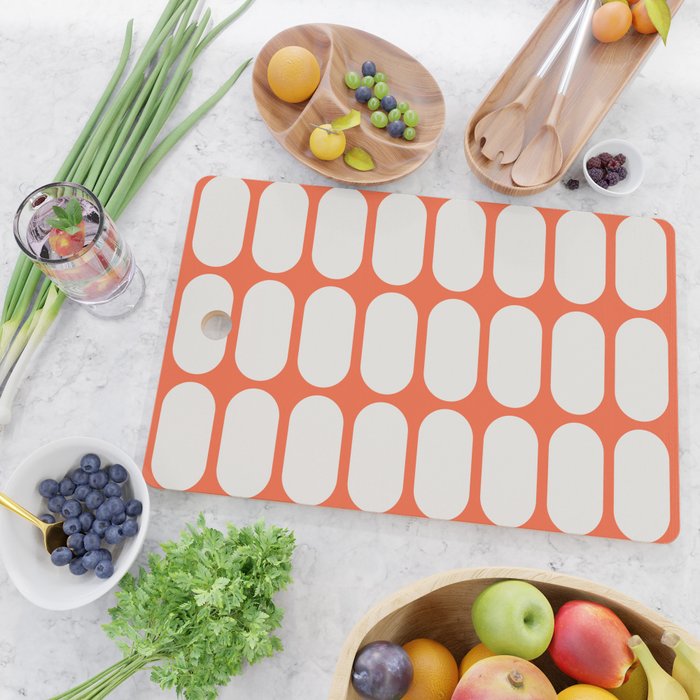 Midcentury Modern Retro Abstract Capsule Inspired Geometric Shapes in Minimalist Graphic Orange Cutting Board Gallery Image 2