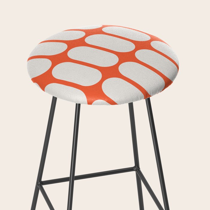 Midcentury Modern Retro Abstract Capsule Inspired Geometric Shapes in Minimalist Graphic Orange Stool Gallery Image 2