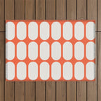 Midcentury Modern Retro Abstract Capsule Inspired Geometric Shapes in Minimalist Graphic Orange Outdoor Rug Gallery Image 1