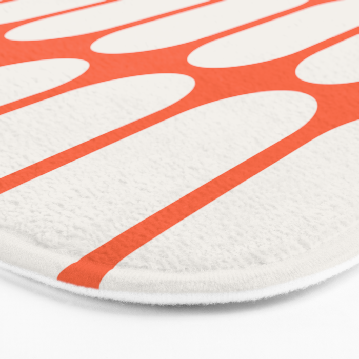 Midcentury Modern Retro Abstract Capsule Inspired Geometric Shapes in Minimalist Graphic Orange Bath Mat Gallery Image 3