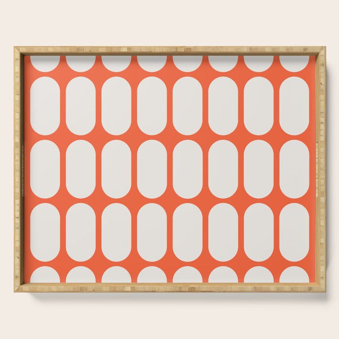 Midcentury Modern Retro Abstract Capsule Inspired Geometric Shapes in Minimalist Graphic Orange Serving Tray Gallery Image 1