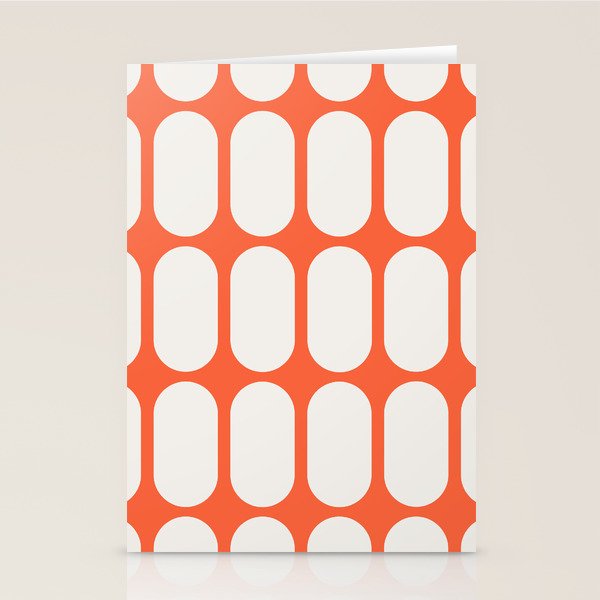 Midcentury Modern Retro Abstract Capsule Inspired Geometric Shapes in Minimalist Graphic Orange Stationery Card Gallery Image 1