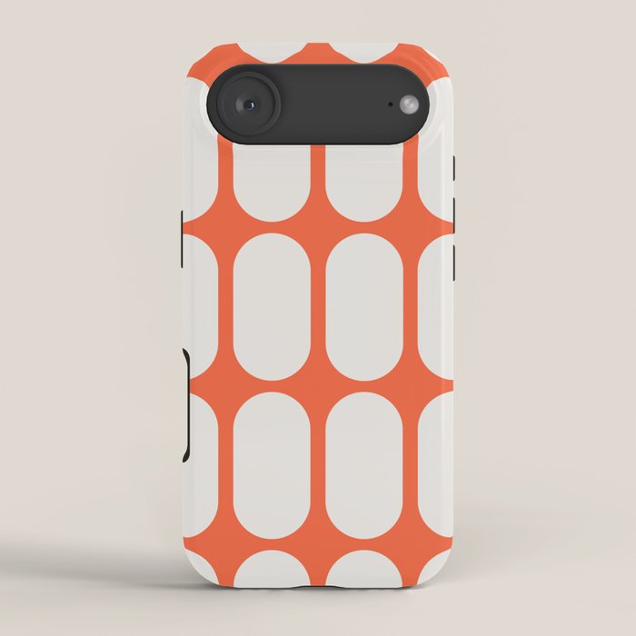 Midcentury Modern Retro Abstract Capsule Inspired Geometric Shapes in Minimalist Graphic Orange iPhone Case Gallery Image 2