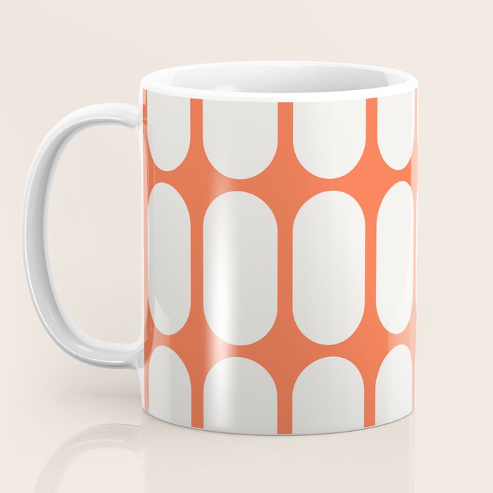 Midcentury Modern Retro Abstract Capsule Inspired Geometric Shapes in Minimalist Graphic Orange Coffee Mug Gallery Image 3