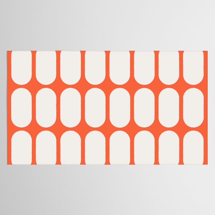 Midcentury Modern Retro Abstract Capsule Inspired Geometric Shapes in Minimalist Graphic Orange Tablecloth Gallery Image 2