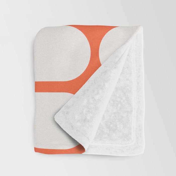 Midcentury Modern Retro Abstract Capsule Inspired Geometric Shapes in Minimalist Graphic Orange Throw Blanket Gallery Image 3