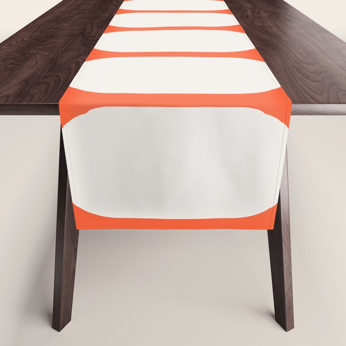 Midcentury Modern Retro Abstract Capsule Inspired Geometric Shapes in Minimalist Graphic Orange Table Runner Gallery Image 1