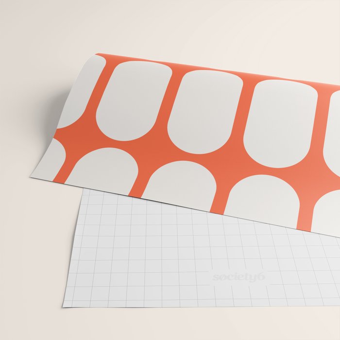 Midcentury Modern Retro Abstract Capsule Inspired Geometric Shapes in Minimalist Graphic Orange Wrapping Paper Gallery Image 2