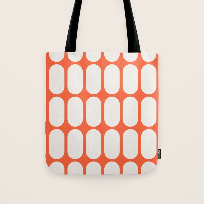 Midcentury Modern Retro Abstract Capsule Inspired Geometric Shapes in Minimalist Graphic Orange Tote Bag Gallery Image 1