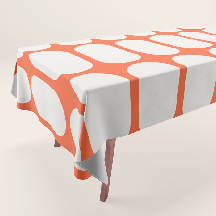 Midcentury Modern Retro Abstract Capsule Inspired Geometric Shapes in Minimalist Graphic Orange Tablecloth Gallery Image 1