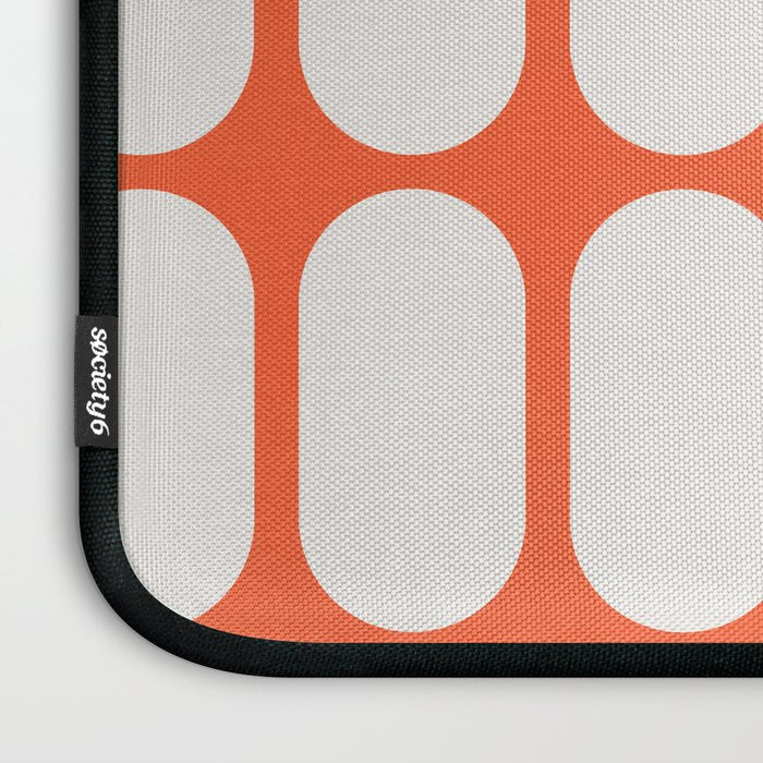 Midcentury Modern Retro Abstract Capsule Inspired Geometric Shapes in Minimalist Graphic Orange Laptop Sleeve Gallery Image 3