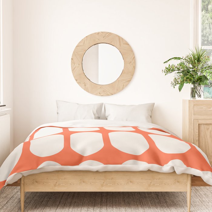 Midcentury Modern Retro Abstract Capsule Inspired Geometric Shapes in Minimalist Graphic Orange Duvet Cover Gallery Image 3