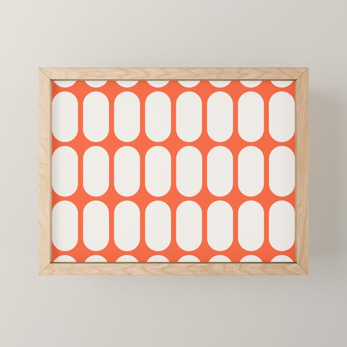 Midcentury Modern Retro Abstract Capsule Inspired Geometric Shapes in Minimalist Graphic Orange Mini Art Print Gallery Image 1