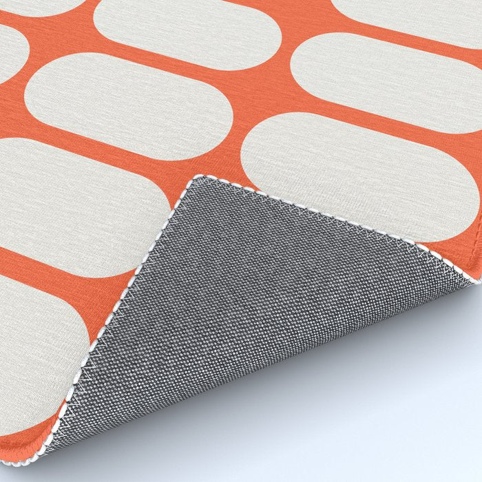Midcentury Modern Retro Abstract Capsule Inspired Geometric Shapes in Minimalist Graphic Orange Rug Gallery Image 4