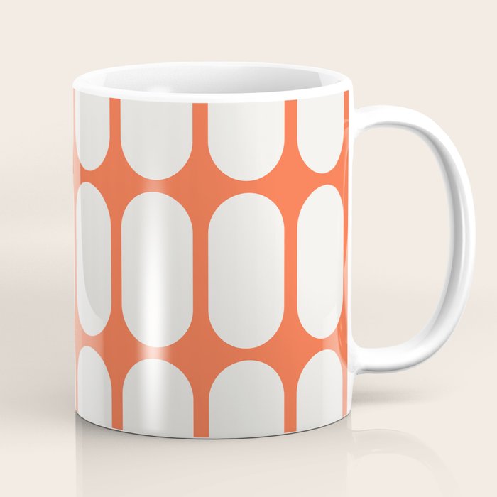 Midcentury Modern Retro Abstract Capsule Inspired Geometric Shapes in Minimalist Graphic Orange Coffee Mug Gallery Image 1