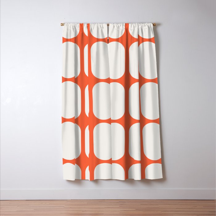 Midcentury Modern Retro Abstract Capsule Inspired Geometric Shapes in Minimalist Graphic Orange Window Curtain Gallery Image 3