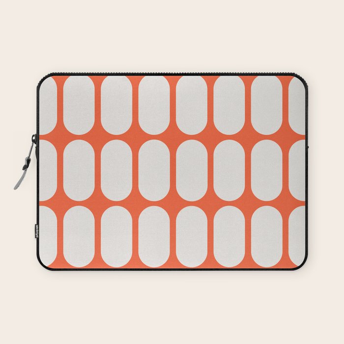 Midcentury Modern Retro Abstract Capsule Inspired Geometric Shapes in Minimalist Graphic Orange Laptop Sleeve Gallery Image 1