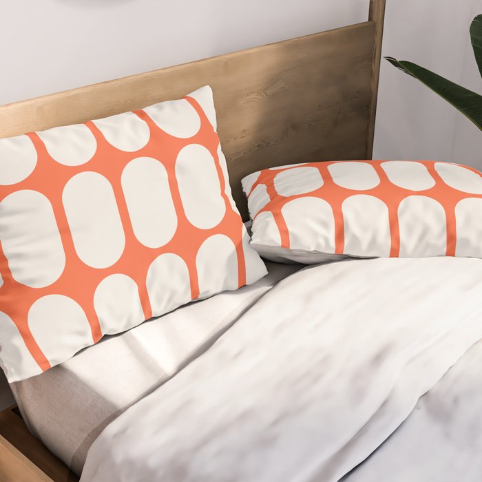 Midcentury Modern Retro Abstract Capsule Inspired Geometric Shapes in Minimalist Graphic Orange Pillow Sham Gallery Image 2